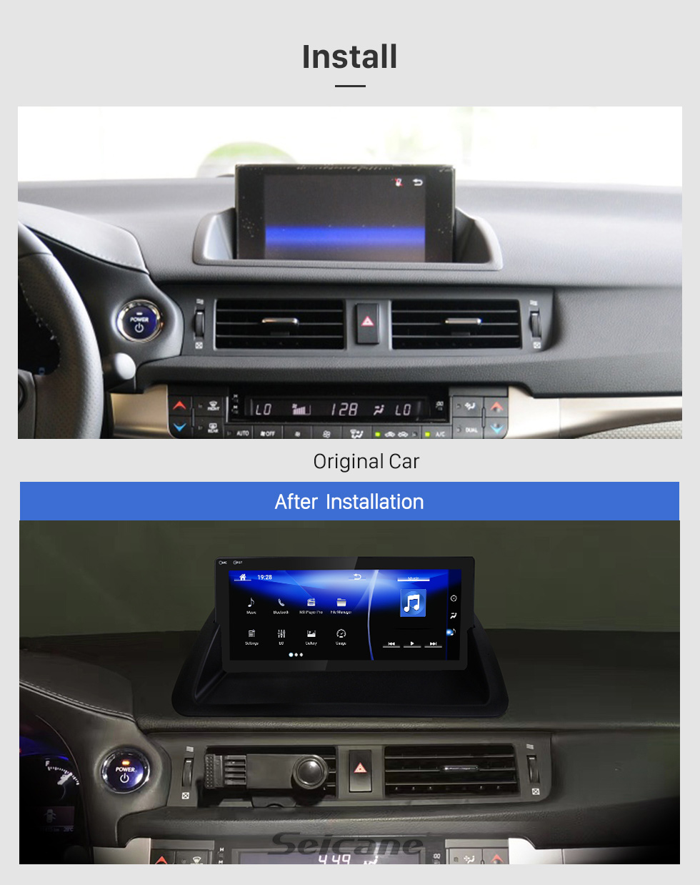 Seicane For 2011 2012 2013 2014 2015 2016 2017 2018 2019 Lexus CT200 High Version Android 10.0 HD Touchscreen 10.25 inch GPS Navigation Radio with Bluetooth USB support Carplay SWC DVR