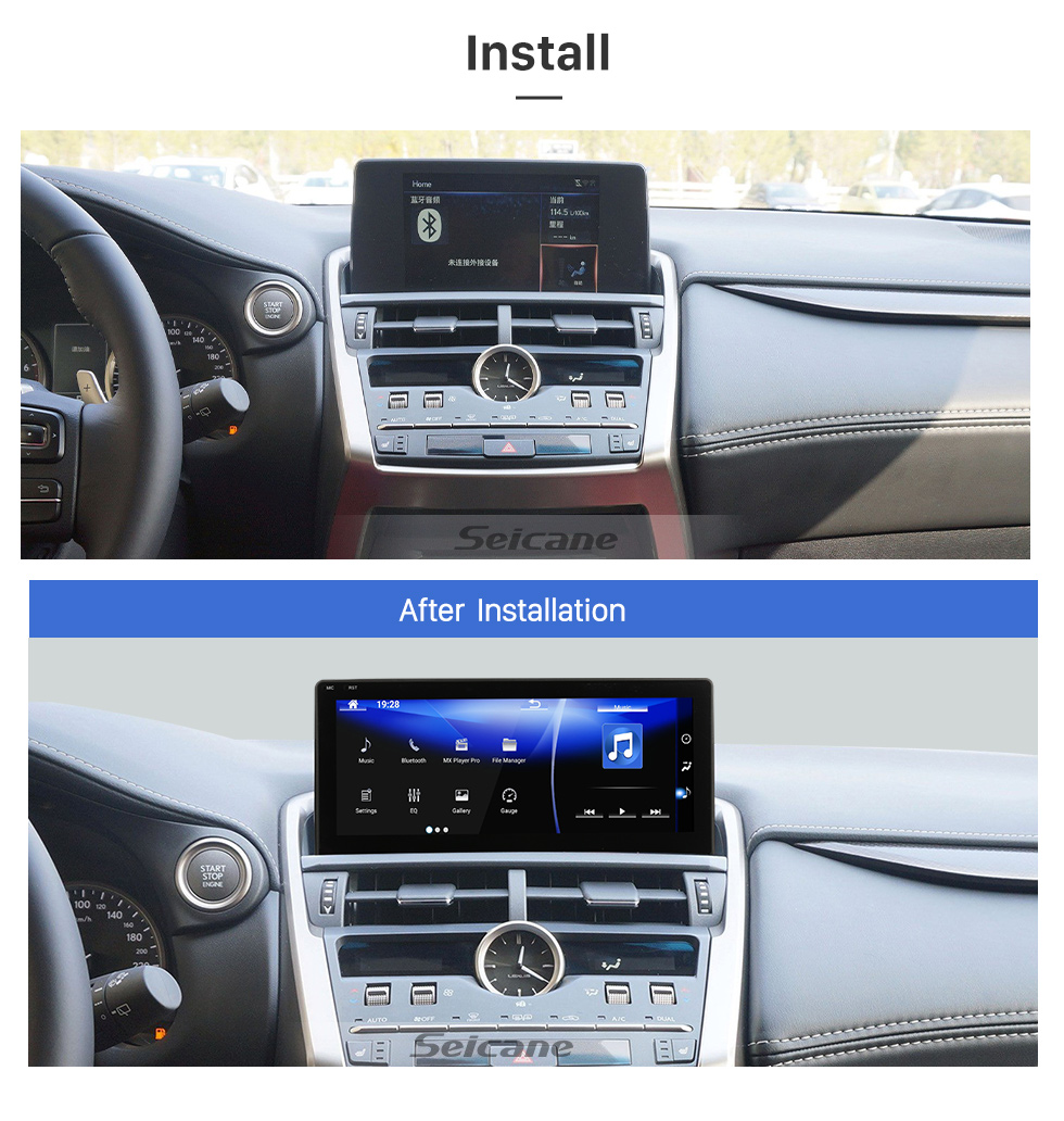 Seicane 10.25 pulgadas Android 13.0 para 2015 2016 2017 LEXUS NX200 300H Sistema de navegación GPS estéreo con soporte de pantalla táctil Bluetooth Cámara de visión trasera