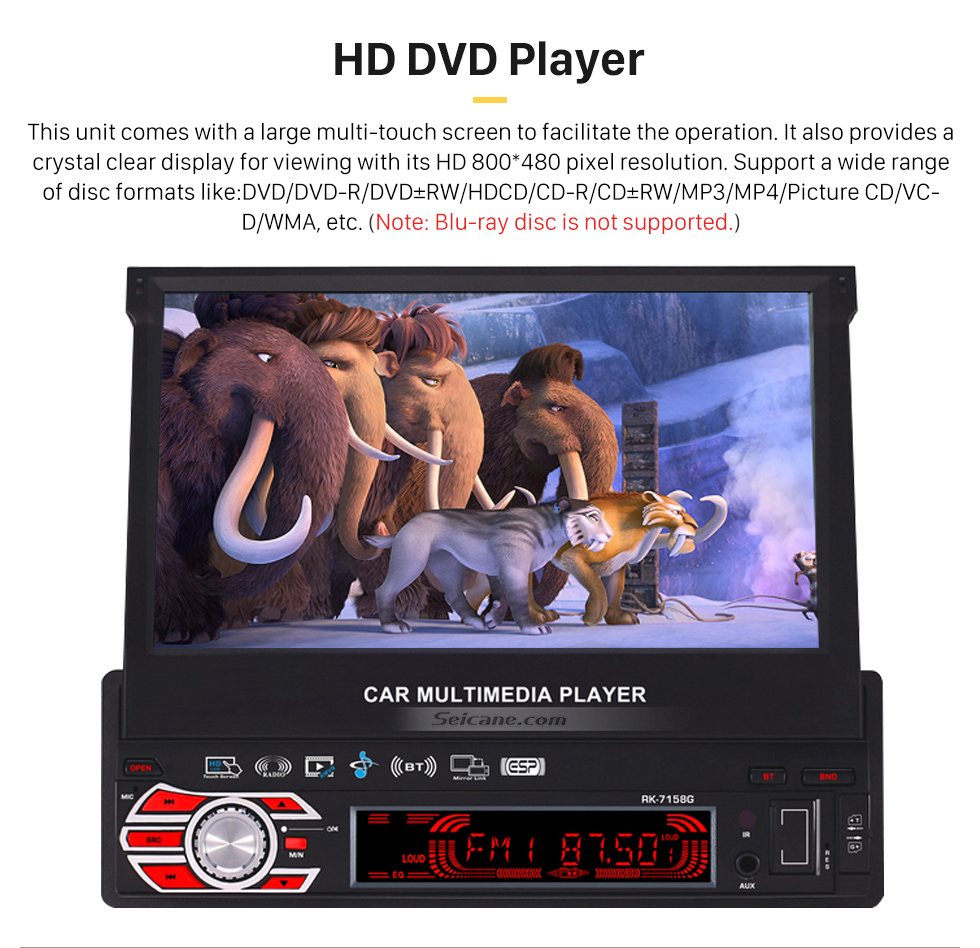 HD DVD Player 7 pouces Auto Retractable Touchscreen 1 Din Universal Radio Système de navigation GPS Support Lecteur DVD MP5 USB SD Bluetooth HD DVD Player 7 pouces Auto Retractable Touchscreen 1 Din Universal Radio Système de navigation GPS Support Lecteur DVD MP5 USB SD Bluetooth