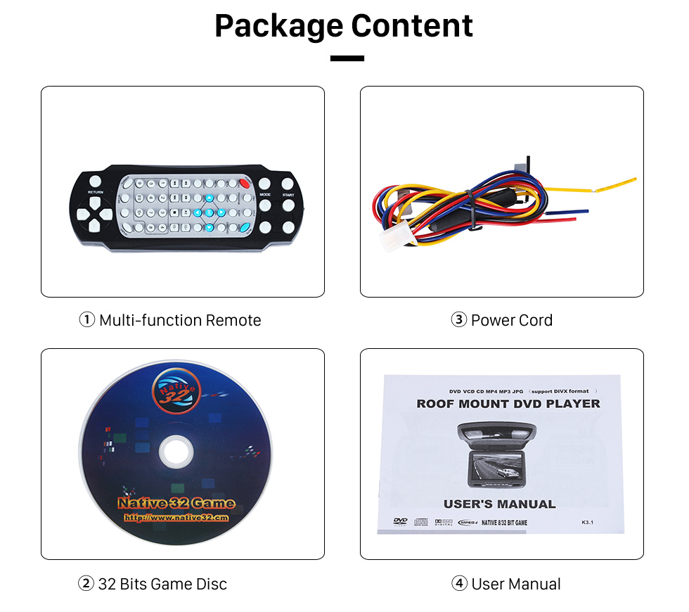 Seicane Roof Mount DVD Player 9 inch with FM USB SD Games Seicane Roof Mount DVD Player 9 inch with FM USB SD Games