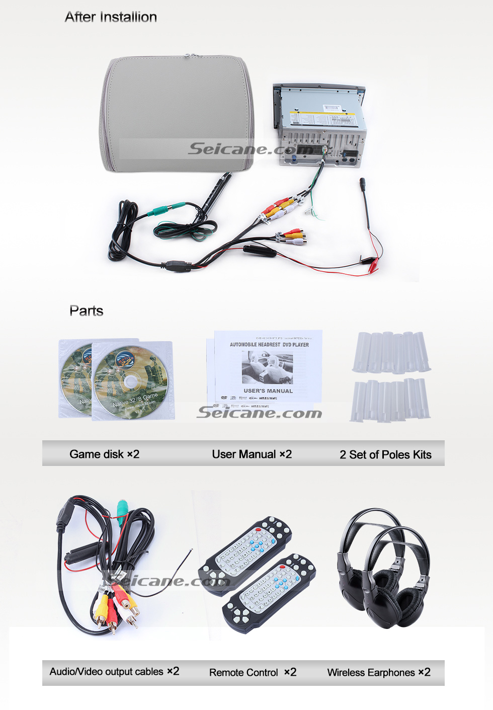 Seicane Kopfstützen DVD player 9 Zoll 800*480 mit FM Spiele und Zipper Abdeckung(1 Paar) Seicane Kopfstützen DVD player 9 Zoll 800*480 mit FM Spiele und Zipper Abdeckung(1 Paar)