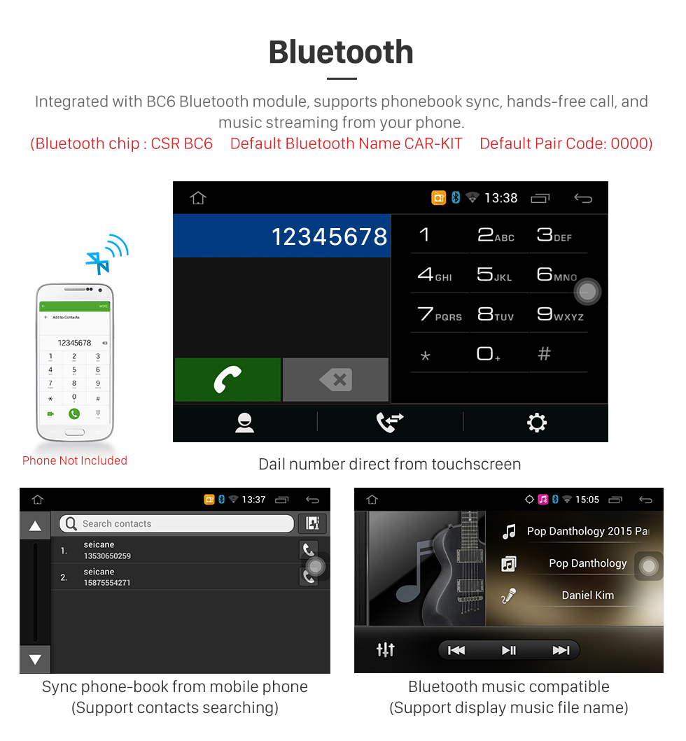 Seicane 7 pulgadas Android 10.0 Universal One DIN Car Radio Navegación GPS Reproductor multimedia con Bluetooth WIFI Soporte de música Mirror Link SWC DVR 1080P Video