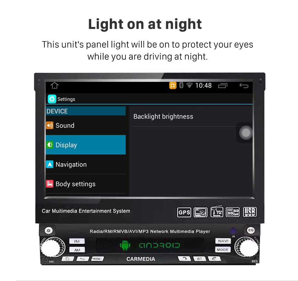 Seicane Rádio de carro de 7 polegadas Android 10.0 Universal One DIN Navegação GPS Multimídia Player com Bluetooth WIFI Suporte de música Espelho Link SWC DVR 1080P Vídeo