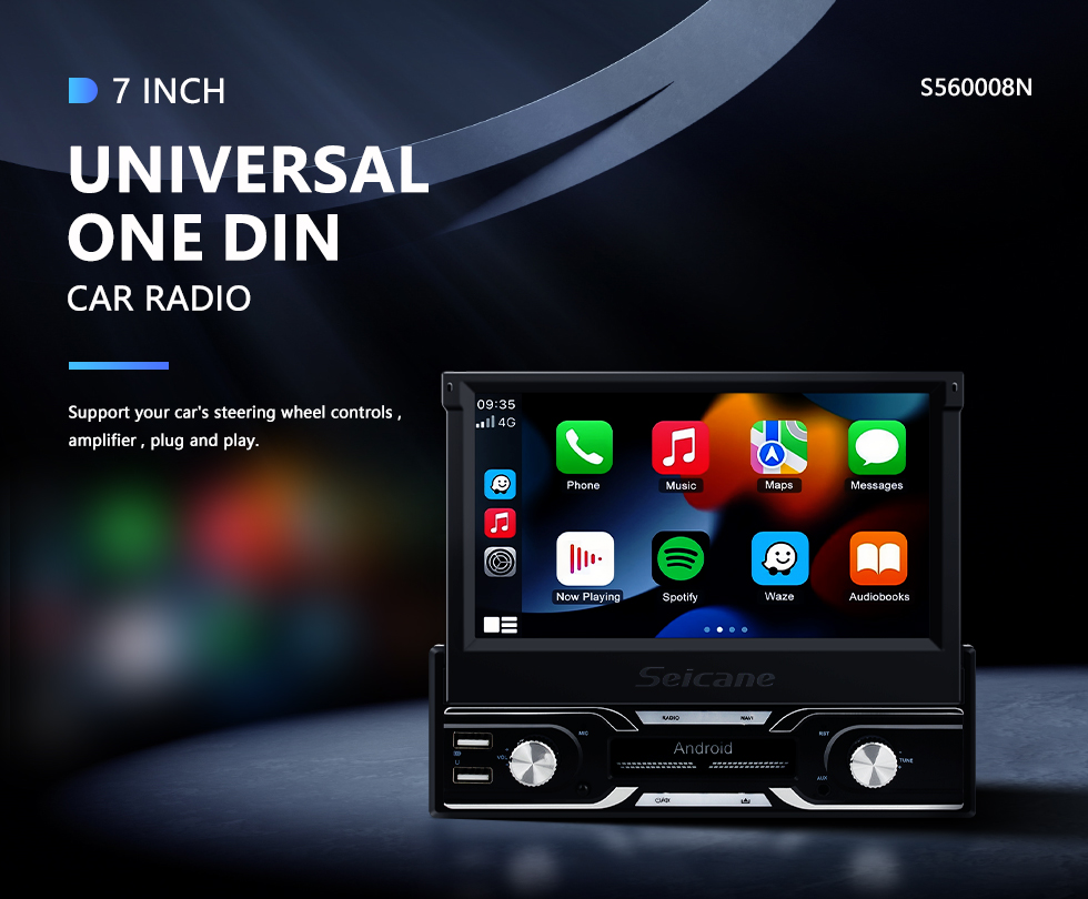 Seicane 7 pulgadas Android 10.0 Universal One DIN Car Radio Navegación GPS Reproductor multimedia con Bluetooth WIFI Soporte de música Mirror Link SWC DVR 1080P Video