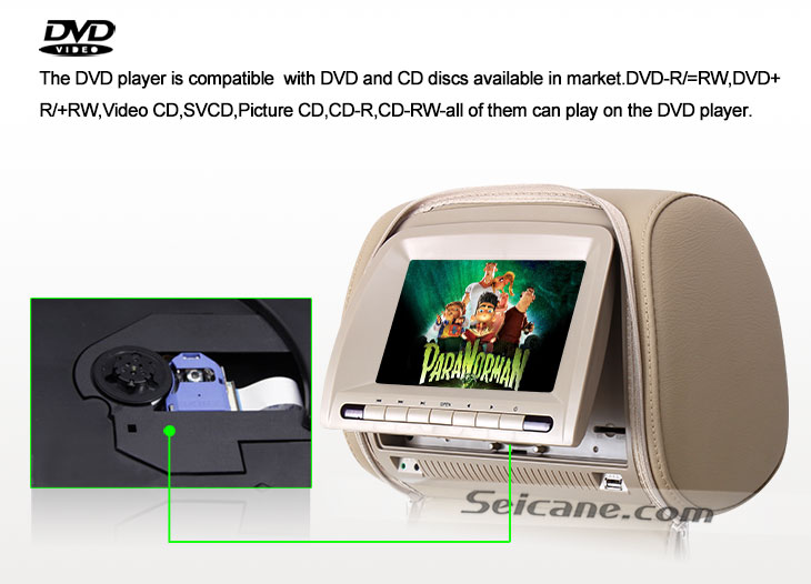 Seicane 7 pouce appuie-tête lecture de DVD de voiture avec FM Jexus(1 paire) Seicane 7 pouce appuie-tête lecture de DVD de voiture avec FM Jexus(1 paire)