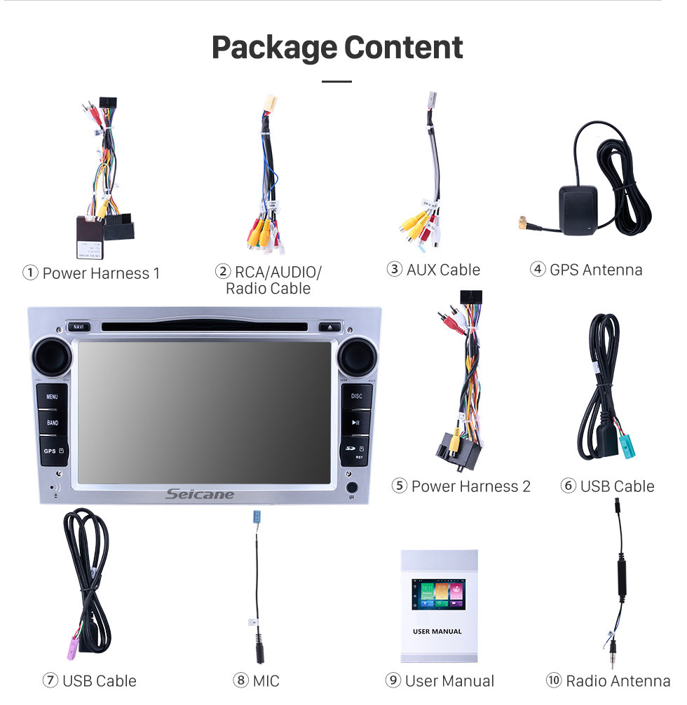 Seicane HD 1024*600 Ecrã Tátil Android 9.0 2005-2011 Opel Zafira Multimédia GPS Rádio estéreo substituição com leitor de CD DVD Bluetooth OBD2 Backup Câmera LinkMirror 3G WiFi HD 1080P vídeo