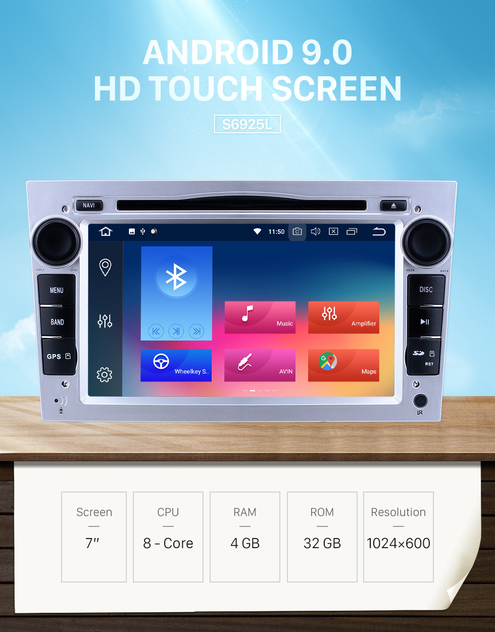 Seicane HD 1024*600 Touch Screen Android 9.0 2005-2011 Opel Zafira Multimedia GPS Radio Stereo Replacement with CD DVD Player Bluetooth OBD2 Backup Camera Mirror Link 3G WiFi HD 1080P Video