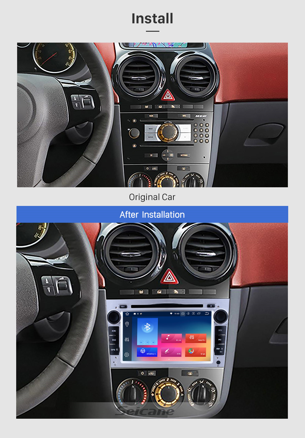 Seicane HD 1024*600 Touch Screen Android 9.0 2005-2011 Opel Zafira Multimedia GPS Radio Stereo Replacement with CD DVD Player Bluetooth OBD2 Backup Camera Mirror Link 3G WiFi HD 1080P Video