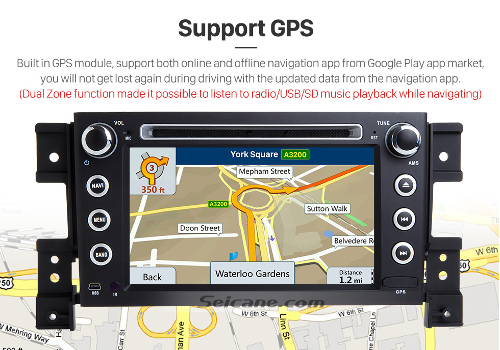 Seicane Android 7.1 système de navigation GPS pour 2005-2011 SUZUKI GRAND VITARA avec Lecteur DVD Ecran tactile Radio Bluetooth WiFi TV IPOD HD 1080P Vidéo Caméra de recul Contrôle Volant USB SD