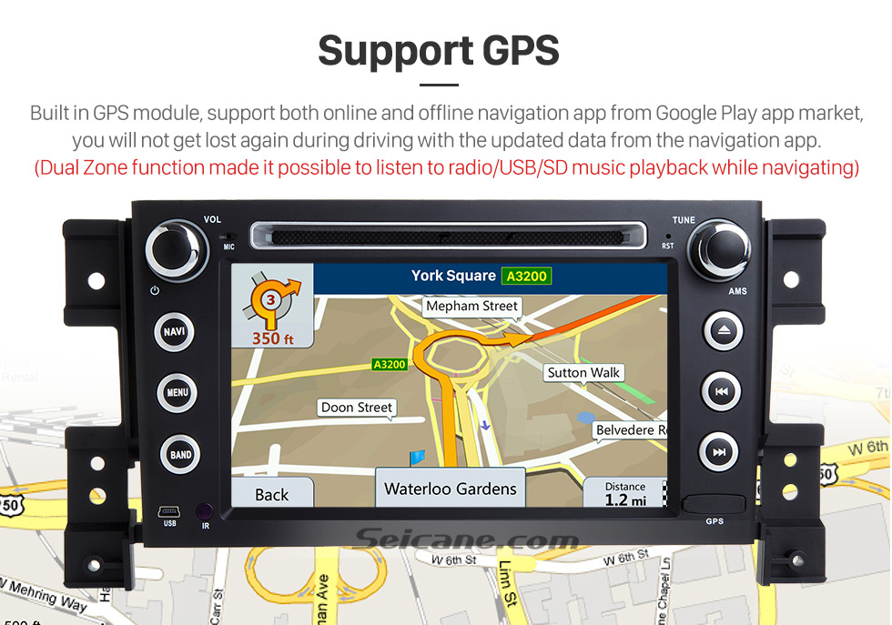 Seicane Android 7.1 sistema de navegação GPS para 2005-2011 SUZUKI GRAND VITARA com leitor de DVD Ecrã Tátil Rádio Bluetooth WiFi tv IPOD HD 1080P Vídeo Backup Câmera Controle de volante USB SD