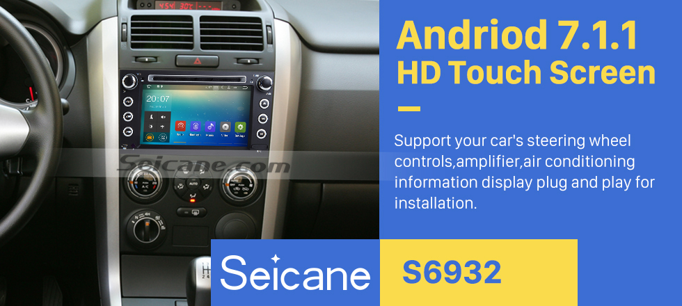 Seicane Android 7.1 GPS Navigationssystem für 2005-2011 SUZUKI GRAND VITARA mit DVD Player Touch Screen Radio Bluetooth WiFi TV IPOD HD 1080P Video Backup kamera Lenkrad-Steuerung USB SD