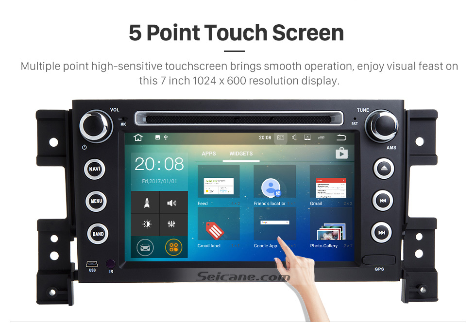 Seicane Android 7.1 sistema de navegación GPS para 2005-2011 SUZUKI GRAND VITARA con Reproductor DVD Pantalla táctil Radio Bluetooth WiFi TV IPOD HD 1080P Vídeo cámara de reserva Control del volante USB SD