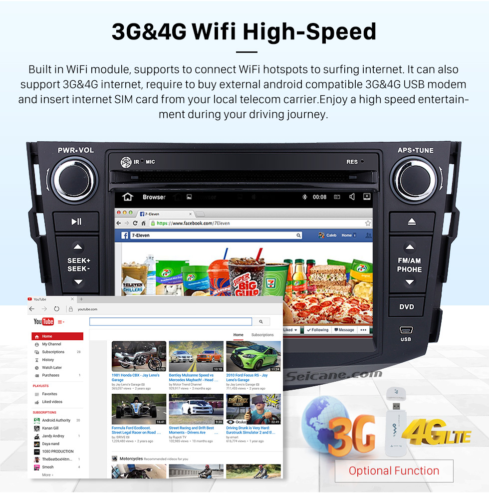 Seicane Android 7.1 Aftermarket Head unit for 2006-2012 TOYOTA RAV4 with HD Touchscreen 1024*600 Radio RDS GPS Navigation System Bluetooth WiFi Mirror Link Steering Wheel Control Seicane Android 7.1 Aftermarket Head unit for 2006-2012 TOYOTA RAV4 with HD Touchscreen 1024*600 Radio RDS GPS Navigation System Bluetooth WiFi Mirror Link Steering Wheel Control