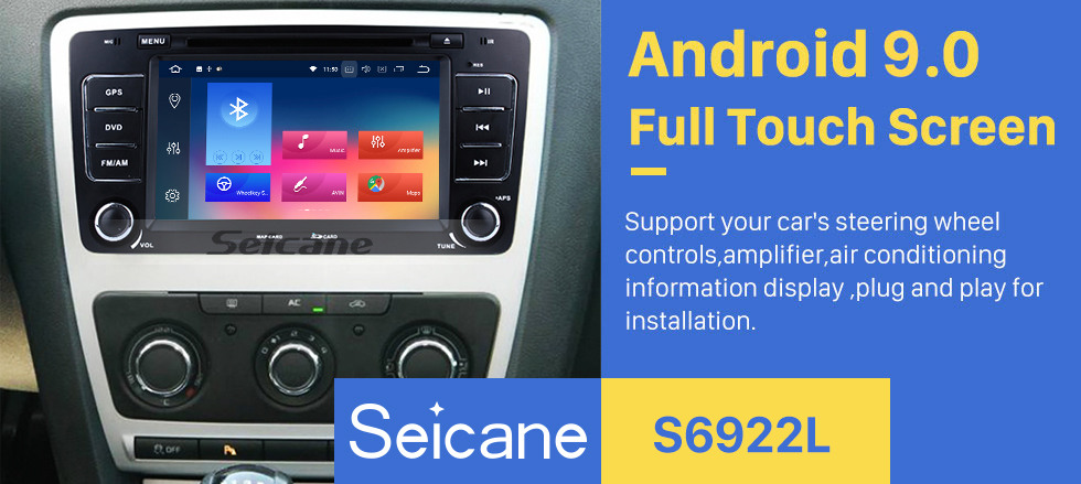 Seicane HD 1024*600 Android 9.0 2009-2013 Skoda Octavia Rádio atualização com em Carro Sat Nav estéreo Multi-Tátil Capacitive Ecrã 3G WiFi Bluetooth Ligação de espelho OBD2 AUX MP3 Controle de volante HD 1080P