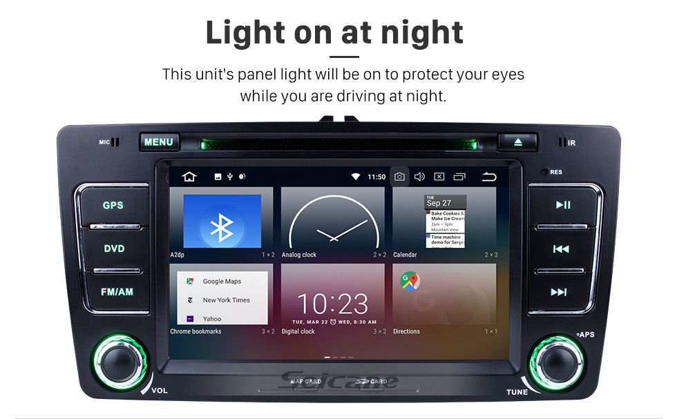 Seicane HD 1024*600 Android 9.0 2009-2013 Skoda Octavia Radio modernización con en coche Sat Nav estéreo Multi-táctil capacitiva Pantalla 3G WiFi Bluetooth Vínculo espejo OBD2 AUX MP3 Control del volante HD 1080P