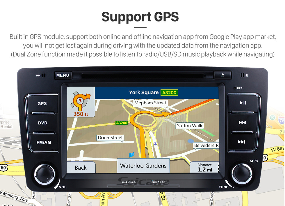 Seicane HD 1024*600 Android 9.0 2009-2013 Skoda Octavia Radio modernización con en coche Sat Nav estéreo Multi-táctil capacitiva Pantalla 3G WiFi Bluetooth Vínculo espejo OBD2 AUX MP3 Control del volante HD 1080P