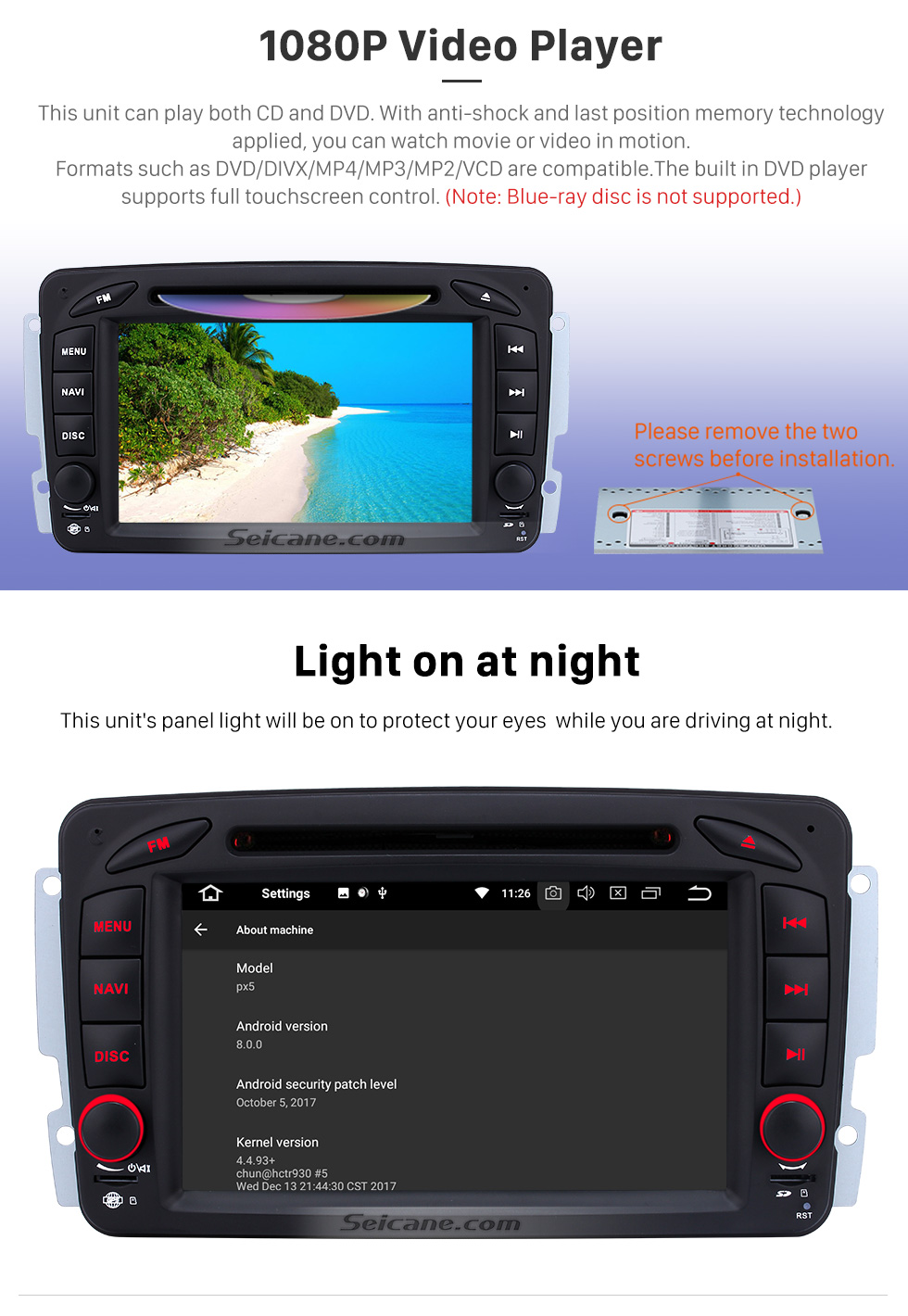 Seicane Android 8.0 Radio DVD Player Car GPS Navigation for 1998-2006 Mercedes Benz G Class W463 G550 G500 G400 with Bluetooth Music Mirror Link USB WIFI 1080P Video Aux DVR