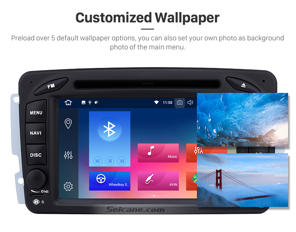 Seicane Android 9.0 Lecteur DVD de radio Navigation GPS pour voiture pour 1998-2006 Mercedes Benz G Classe W463 G550 G500 G400 avec Bluetooth Music Mirror Link USB WIFI 1080P Vidéo Aux DVR