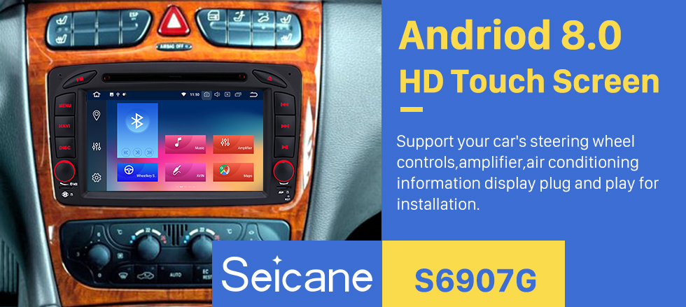 Seicane Android 8.0 Radio DVD Player Car GPS Navigation for 1998-2006 Mercedes Benz G Class W463 G550 G500 G400 with Bluetooth Music Mirror Link USB WIFI 1080P Video Aux DVR