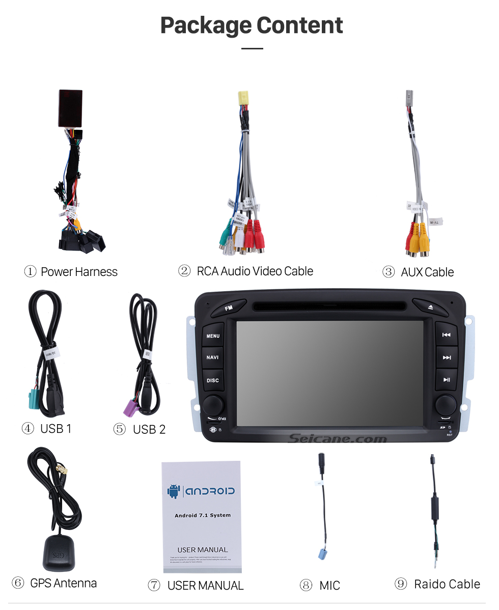 Seicane Android 9.0 Radio DVD Player Car GPS Navegación para 1998-2006 Mercedes Benz G Clase W463 G550 G500 G400 con Bluetooth Música Espejo Enlace USB WIFI 1080P Video Aux DVR