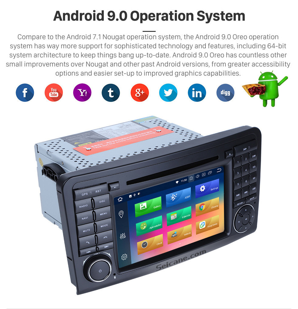 Seicane 7 inch Multi-touch screen Android 9.0 Radio DVD Player GPS Navigation system for 2005-2012 Mercedes Benz GL CLASS X164 GL320 with Bluetooth USB SD WIFI Canbus 1080P Video Mirror Link Seicane 7 inch Multi-touch screen Android 9.0 Radio DVD Player GPS Navigation system for 2005-2012 Mercedes Benz GL CLASS X164 GL320 with Bluetooth USB SD WIFI Canbus 1080P Video Mirror Link