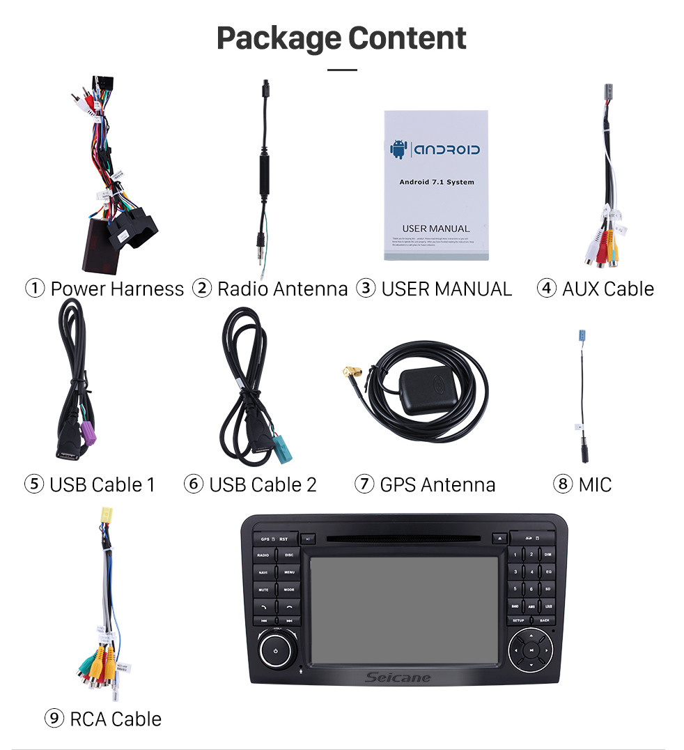 Seicane 7 inch Multi-touch screen Android 9.0 Radio DVD Player GPS Navigation system for 2005-2012 Mercedes Benz GL CLASS X164 GL320 with Bluetooth USB SD WIFI Canbus 1080P Video Mirror Link Seicane 7 inch Multi-touch screen Android 9.0 Radio DVD Player GPS Navigation system for 2005-2012 Mercedes Benz GL CLASS X164 GL320 with Bluetooth USB SD WIFI Canbus 1080P Video Mirror Link