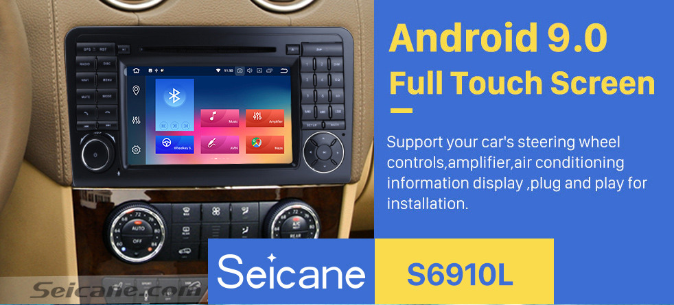 Seicane 7 inch Multi-touch screen Android 9.0 Radio DVD Player GPS Navigation system for 2005-2012 Mercedes Benz GL CLASS X164 GL320 with Bluetooth USB SD WIFI Canbus 1080P Video Mirror Link