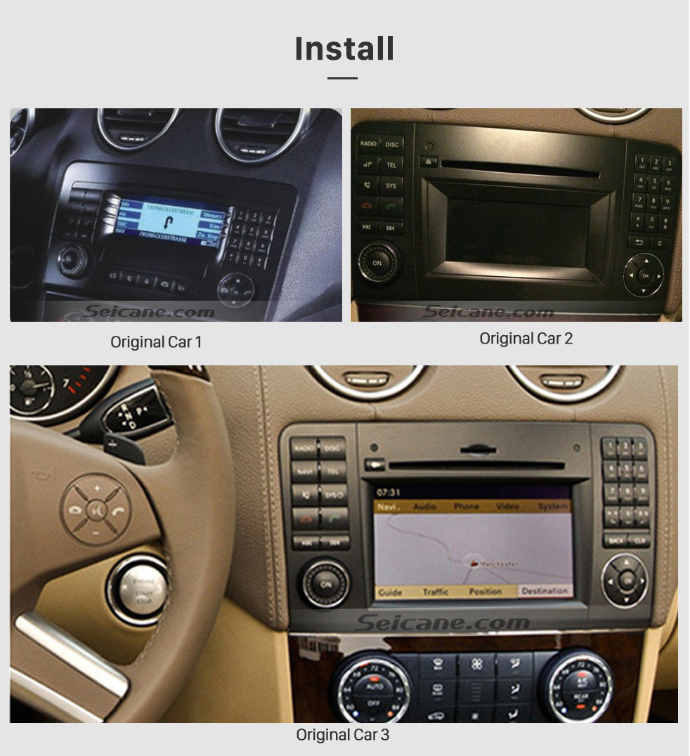 Seicane 7 inch Multi-touch screen Android 9.0 Radio DVD Player GPS Navigation system for 2005-2012 Mercedes Benz GL CLASS X164 GL320 with Bluetooth USB SD WIFI Canbus 1080P Video Mirror Link