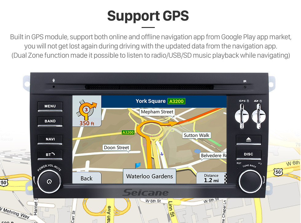Seicane Pure Android 9.0 2003-2011 Porsche Cayenne DVD Navigation System AM FM Radio 3G WiFi Bluetooth Music Mirror Link OBDII Steering Wheel Control Backup Camera DVR AUX Seicane Pure Android 9.0 2003-2011 Porsche Cayenne DVD Navigation System AM FM Radio 3G WiFi Bluetooth Music Mirror Link OBDII Steering Wheel Control Backup Camera DVR AUX