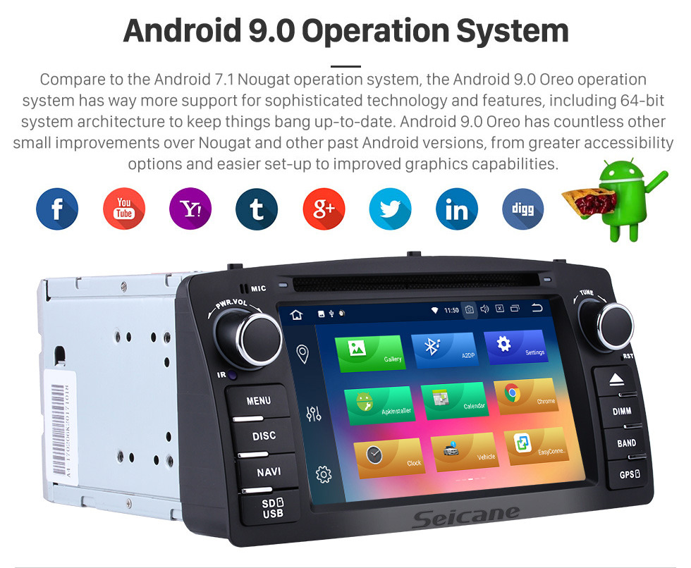 Seicane HD Touchscreen Radio Android 9.0 GPS Navigation for 2006-2012 Toyota Corolla E120 BYD F3 with Bluetooth Music USB Audio Aux WIFI Mirror Link Steering wheel control Seicane HD Touchscreen Radio Android 9.0 GPS Navigation for 2006-2012 Toyota Corolla E120 BYD F3 with Bluetooth Music USB Audio Aux WIFI Mirror Link Steering wheel control