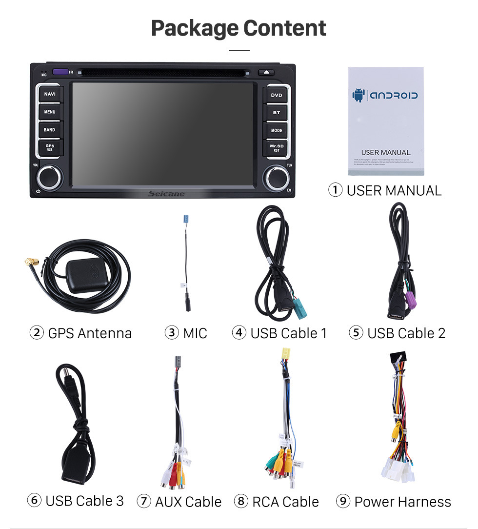 Seicane Top 8-core Android 9.0 GPS DVD Audio System for 2006 2007 2008 2009 2010 Toyota Terios with AM FM Radio RDS WiFi 4G AUX OBD2 Mirror Link