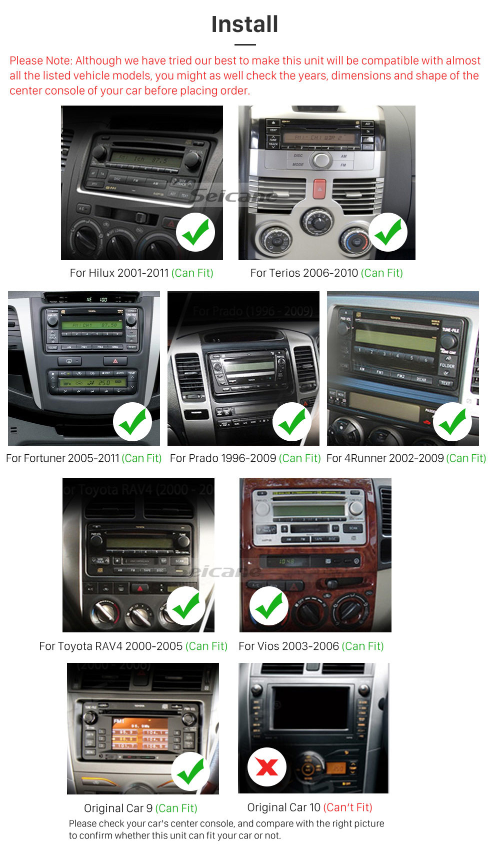 Seicane Android 9.0 2 Din Rádio Navegação GPS DVD Player para 2016 2017 2018 Toyota Auris Fortune Corolla Estima vios Innova com Bluetooth Música USB SD WIFI Aux Controle De Volante