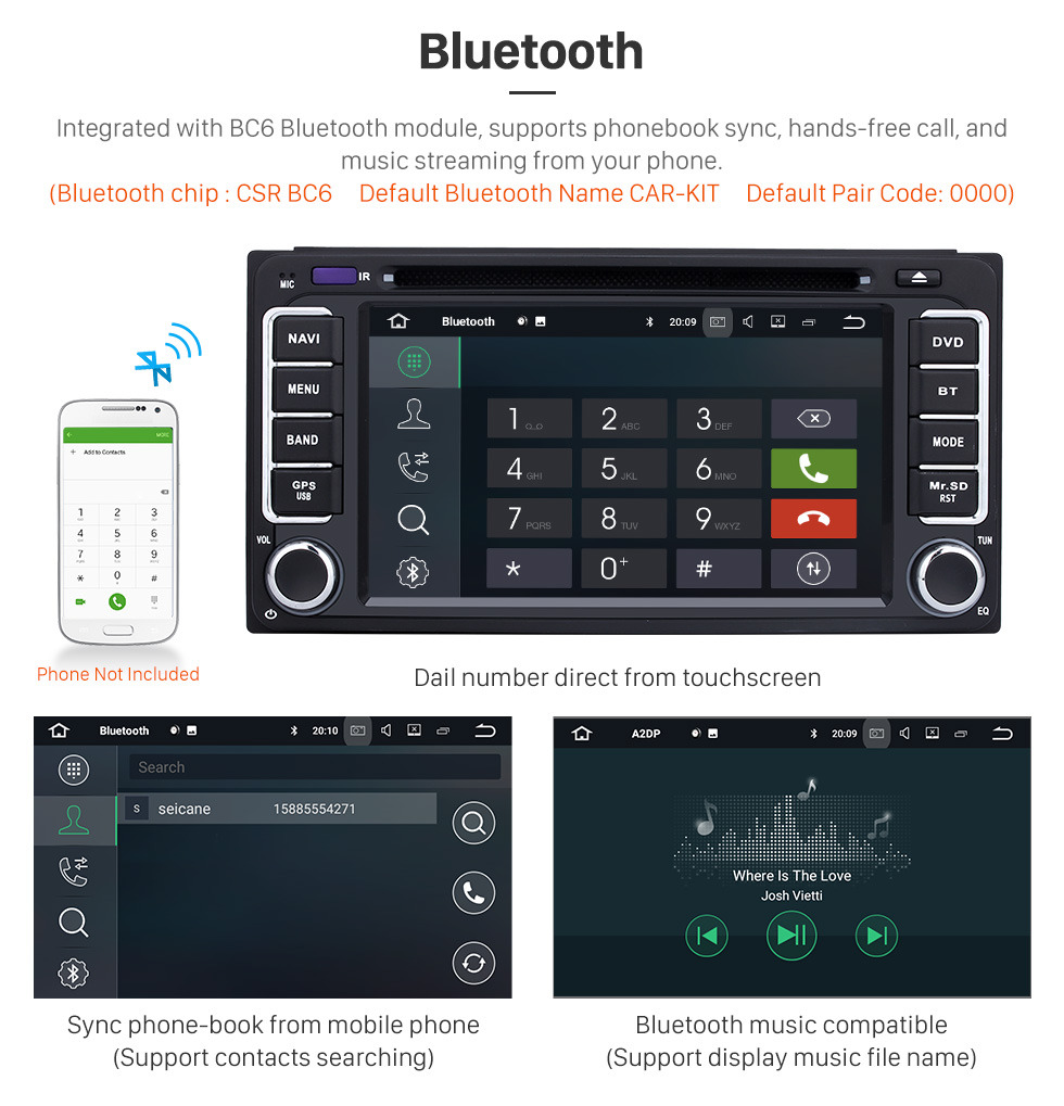 Seicane Android 9.0 2 Din Radio Navegación GPS Reproductor de DVD para 2016 2017 2018 Toyota Corolla Auris Fortuner Estima vios Innova con Bluetooth Música USB SD WIFI Control del volante auxiliar