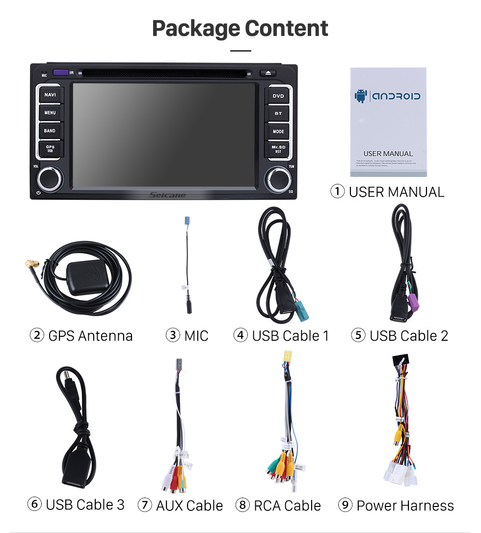 Seicane Android 9.0 2 Din Radio GPS Navigation DVD Player for 2016 2017 2018 Toyota Corolla Auris Fortuner Estima vios Innova with Bluetooth Music USB SD WIFI Aux Steering Wheel Control