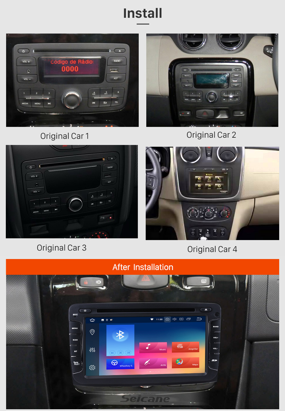 Seicane Android 9.0 DVD Player 2009-2013 Dacia Duster Radio Upgrade with Bluetooth GPS Navigation Head Unit Touch Screen 3G WiFi Mirror Link AUX Steering Wheel Control Rearview Camera 1080P video Seicane Android 9.0 DVD Player 2009-2013 Dacia Duster Radio Upgrade with Bluetooth GPS Navigation Head Unit Touch Screen 3G WiFi Mirror Link AUX Steering Wheel Control Rearview Camera 1080P video