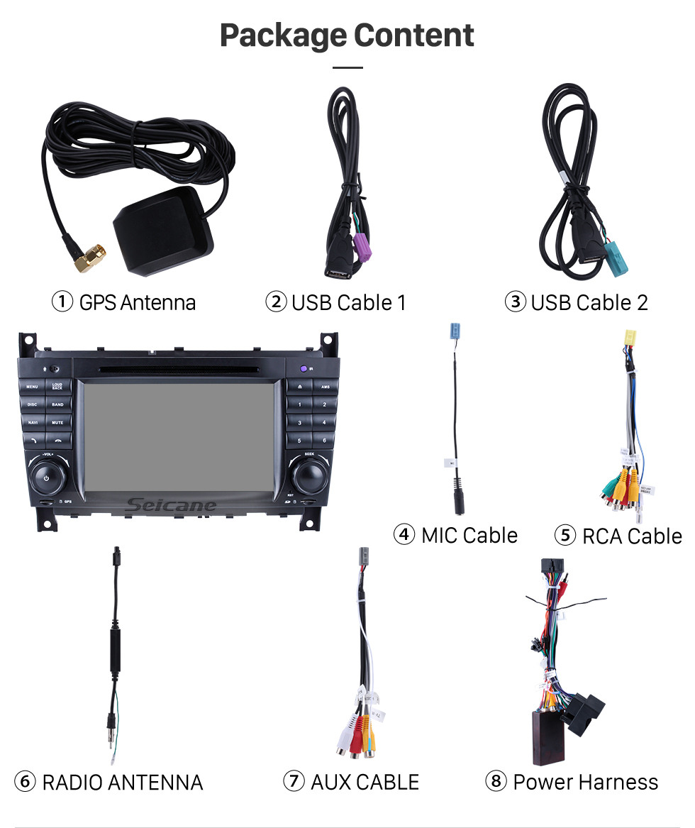 Seicane Pur Android 9.0 Autoradio DVD GPS appui tête pour 2004-2011 Mercedes Benz CLK Class W209 CLK270 CLK320 CLK350 CLK500 CLK550 avec Radio RDS Bluetooth 3G WiFi Lien miroir OBD2