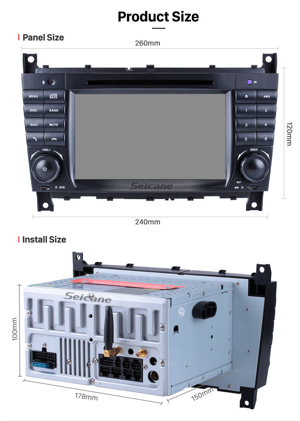 Seicane Reines Android 9.0 Autoradio DVD GPS Kopfeinheit für 2004-2011 Mercedes Benz CLK Class W209 CLK270 CLK320 CLK350 CLK500 CLK550 mit Radio RDS Bluetooth 3G Wlan Spiegel-Verbindung OBD2