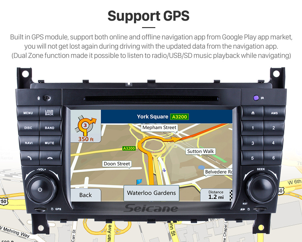 Seicane Pure Android 9.0 Autoradio DVD GPS Head Unit for 2004-2011 Mercedes Benz CLK Class W209 CLK270 CLK320 CLK350 CLK500 CLK550 with Radio RDS Bluetooth 3G WiFi Mirror Link OBD2