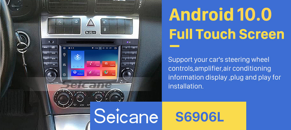 Seicane Pur Android 9.0 Autoradio DVD GPS appui tête pour 2004-2011 Mercedes Benz CLK Class W209 CLK270 CLK320 CLK350 CLK500 CLK550 avec Radio RDS Bluetooth 3G WiFi Lien miroir OBD2