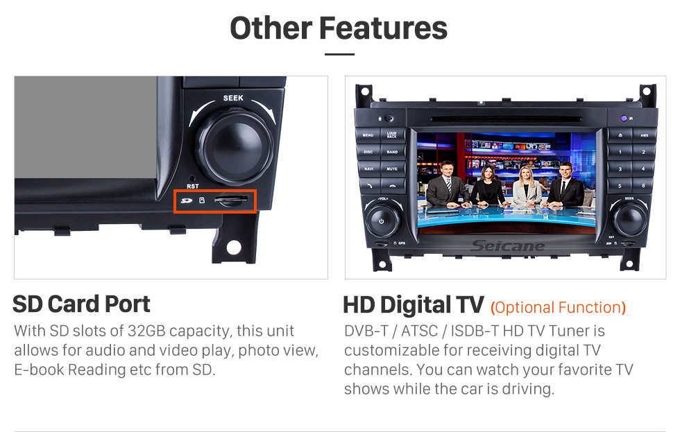 Seicane In Dash DVD Player 7 Inch Android 9.0 Radio For 2004-2011 Mercedes Benz CLK Class W209 CLK270 CLK320 CLK350 CLK500 CLK550 GPS Navigation Bluetooth Phone Music WIFI Support Mirror Link Backup Camera DVR OBD2 TPMS Digital TV Steering Wheel Control Seicane In Dash DVD Player 7 Inch Android 9.0 Radio For 2004-2011 Mercedes Benz CLK Class W209 CLK270 CLK320 CLK350 CLK500 CLK550 GPS Navigation Bluetooth Phone Music WIFI Support Mirror Link Backup Camera DVR OBD2 TPMS Digital TV Steering Wheel Control
