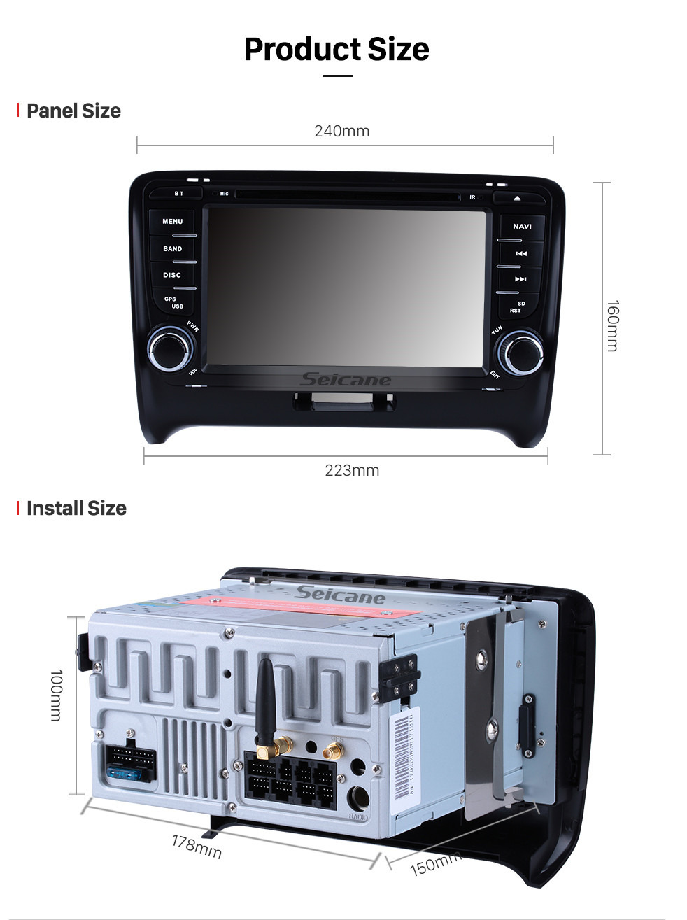 Seicane Doble Din puro Android 9.0 2006-2013 Audi TT GPS DVD En el tablero Sistema de Radio con Bluetooth Radio RDS 4G WiFi Espejo Enlace OBD2 HD 1024*600 Multi Pantalla táctil Cámara de vista trasera Seicane Doble Din puro Android 9.0 2006-2013 Audi TT GPS DVD En el tablero Sistema de Radio con Bluetooth Radio RDS 4G WiFi Espejo Enlace OBD2 HD 1024*600 Multi Pantalla táctil Cámara de vista trasera