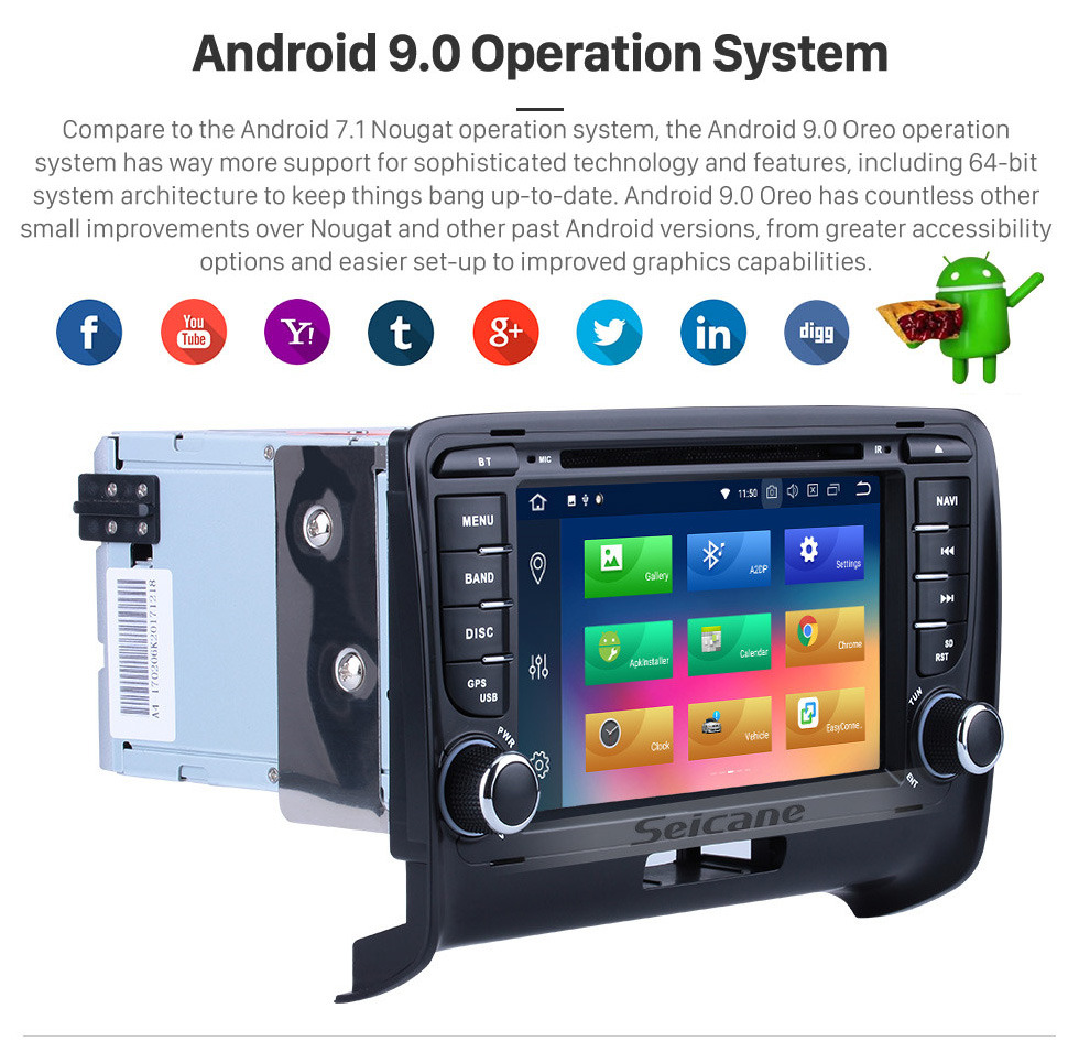 Seicane Doble Din puro Android 9.0 2006-2013 Audi TT GPS DVD En el tablero Sistema de Radio con Bluetooth Radio RDS 4G WiFi Espejo Enlace OBD2 HD 1024*600 Multi Pantalla táctil Cámara de vista trasera Seicane Doble Din puro Android 9.0 2006-2013 Audi TT GPS DVD En el tablero Sistema de Radio con Bluetooth Radio RDS 4G WiFi Espejo Enlace OBD2 HD 1024*600 Multi Pantalla táctil Cámara de vista trasera