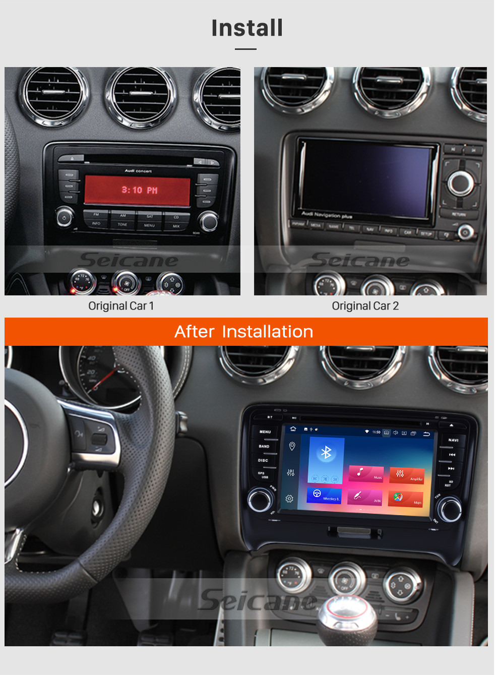 Seicane Doble Din puro Android 9.0 2006-2013 Audi TT GPS DVD En el tablero Sistema de Radio con Bluetooth Radio RDS 4G WiFi Espejo Enlace OBD2 HD 1024*600 Multi Pantalla táctil Cámara de vista trasera Seicane Doble Din puro Android 9.0 2006-2013 Audi TT GPS DVD En el tablero Sistema de Radio con Bluetooth Radio RDS 4G WiFi Espejo Enlace OBD2 HD 1024*600 Multi Pantalla táctil Cámara de vista trasera