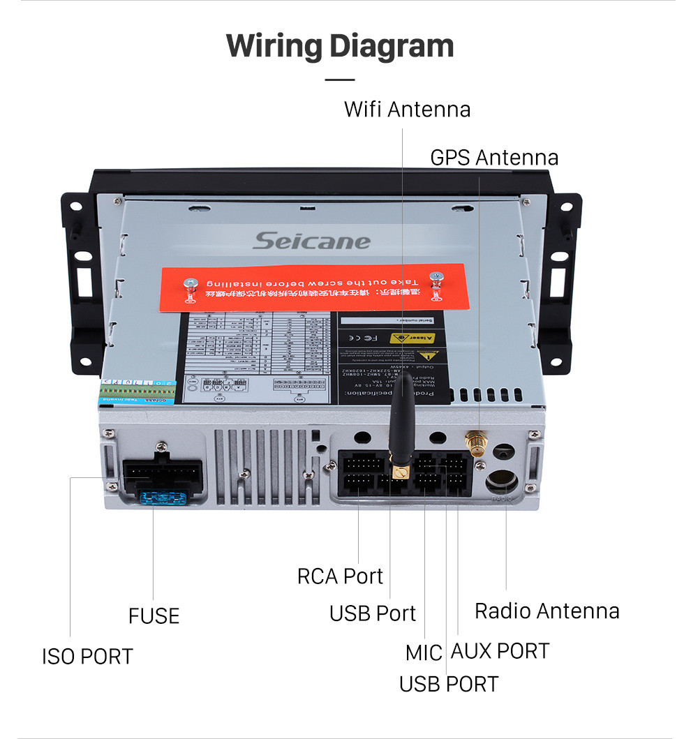 Seicane Android 9.0 voiture A/V DVD système de navigation pour 2007 2008 2009 2010 Jeep Wrangler Unlimited avec Radio Lien Miroir 3G WiFi 1080P Caméra de arrière OBD2