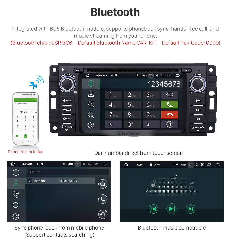 Seicane Android 9.0 Auto A/V DVD Navigationssystem für 2007-2013 Jeep Wrangler Unlimited mit Radio Spiegel-Verbindung 3G Wlan 1080P Rückfahr kamera OBD2