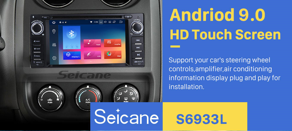 Seicane Android 9.0 voiture A/V DVD système de navigation pour 2007 2008 2009 2010 Jeep Wrangler Unlimited avec Radio Lien Miroir 3G WiFi 1080P Caméra de arrière OBD2