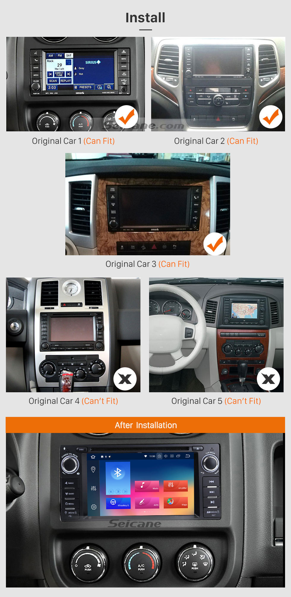 Seicane pur Android 9.0 OEM Radio GPS installation pour 2009 2010 2011 Jeep Compass avec DVD 3G WiFi OBD2 Bluetooth 1080P Lien Miroir MP3 MP4