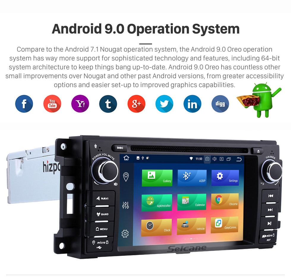 Seicane pur Android 9.0 OEM Radio GPS installation pour 2009 2010 2011 Jeep Compass avec DVD 3G WiFi OBD2 Bluetooth 1080P Lien Miroir MP3 MP4