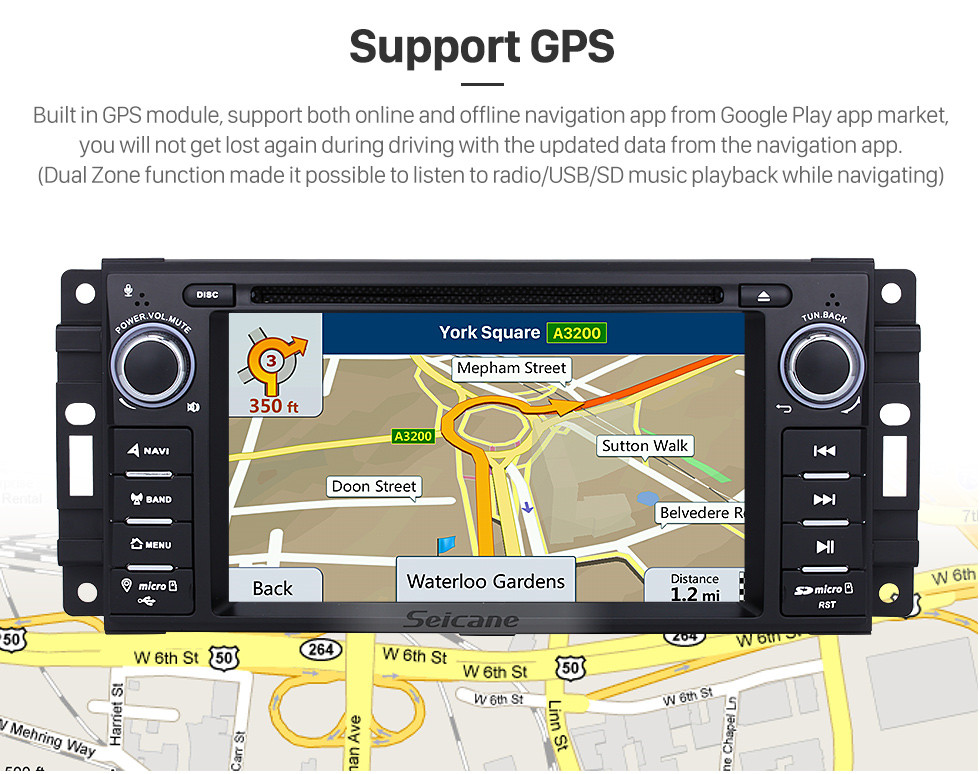 Seicane Android 9.0 Reposição OEM GPS leitor de DVD para 2008-2012 Jeep Grand Cherokee 3G WiFi Bluetooth Sintonizador de Rádio 1080P AUX USB SD