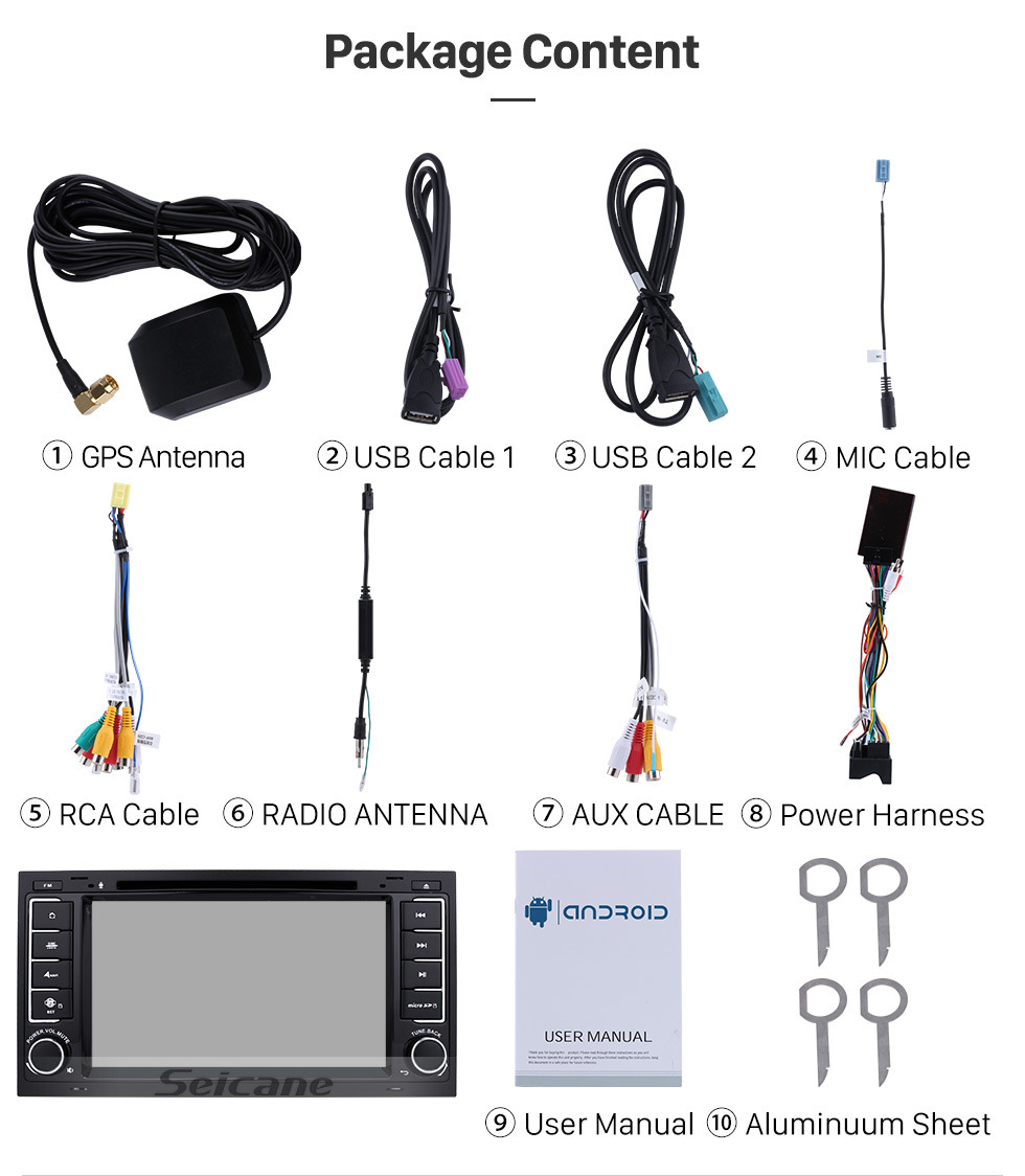 Seicane All-in-one Android 9.0 Car DVD GPS System for 2003-2014 VW Volkswagen Transporter with 1080P Radio RDS WiFi 3G Bluetooth AUX OBD2 Mirror Link Seicane All-in-one Android 9.0 Car DVD GPS System for 2003-2014 VW Volkswagen Transporter with 1080P Radio RDS WiFi 3G Bluetooth AUX OBD2 Mirror Link